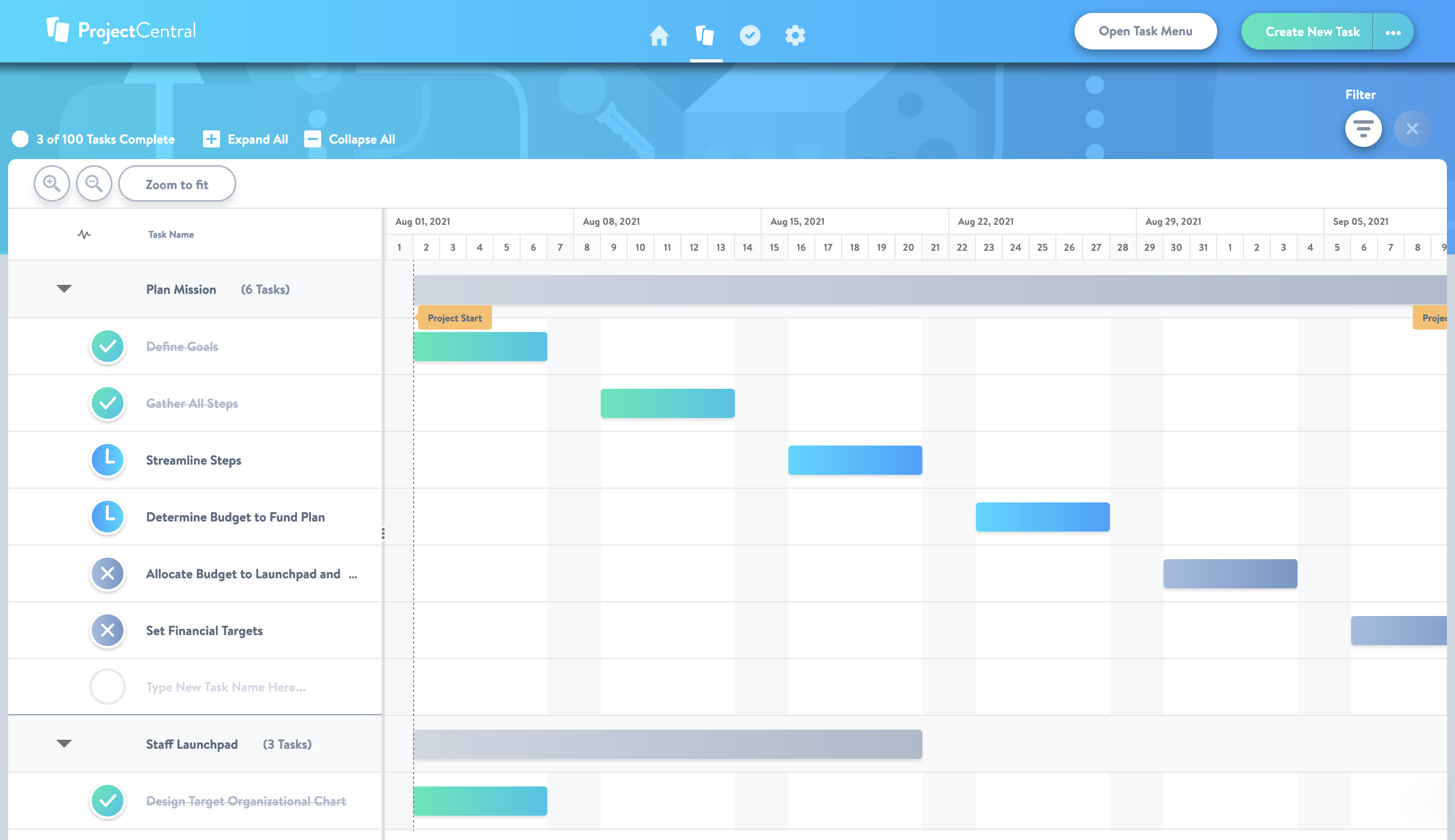 Manage your project schedule with Project Central for Microsoft 365